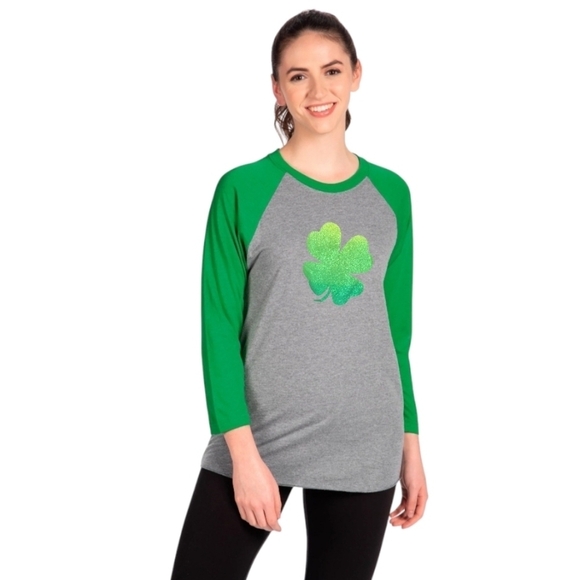 Made in Bangladesh Womens Metallic 4 Leaf Clover Longsleeve T-Shirt Size 3X - Picture 1 of 7